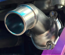 Load image into Gallery viewer, Nissan Skyline RB26 Billet Thermostat Housing/ Water Inlet. With or without Titanium Studs. Fully clear anodised to protect from corrosion.